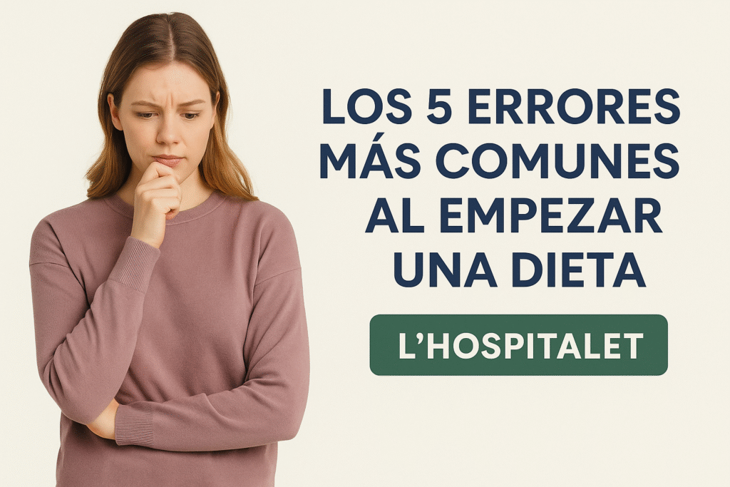 Mujer pensativa representando los errores más comunes al empezar una dieta para perder peso con método flexible en L’Hospitalet.